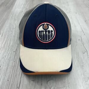 Reebok Edmonton Oilers Fitted Blue Gray NHL Hockey Cap Hat Small